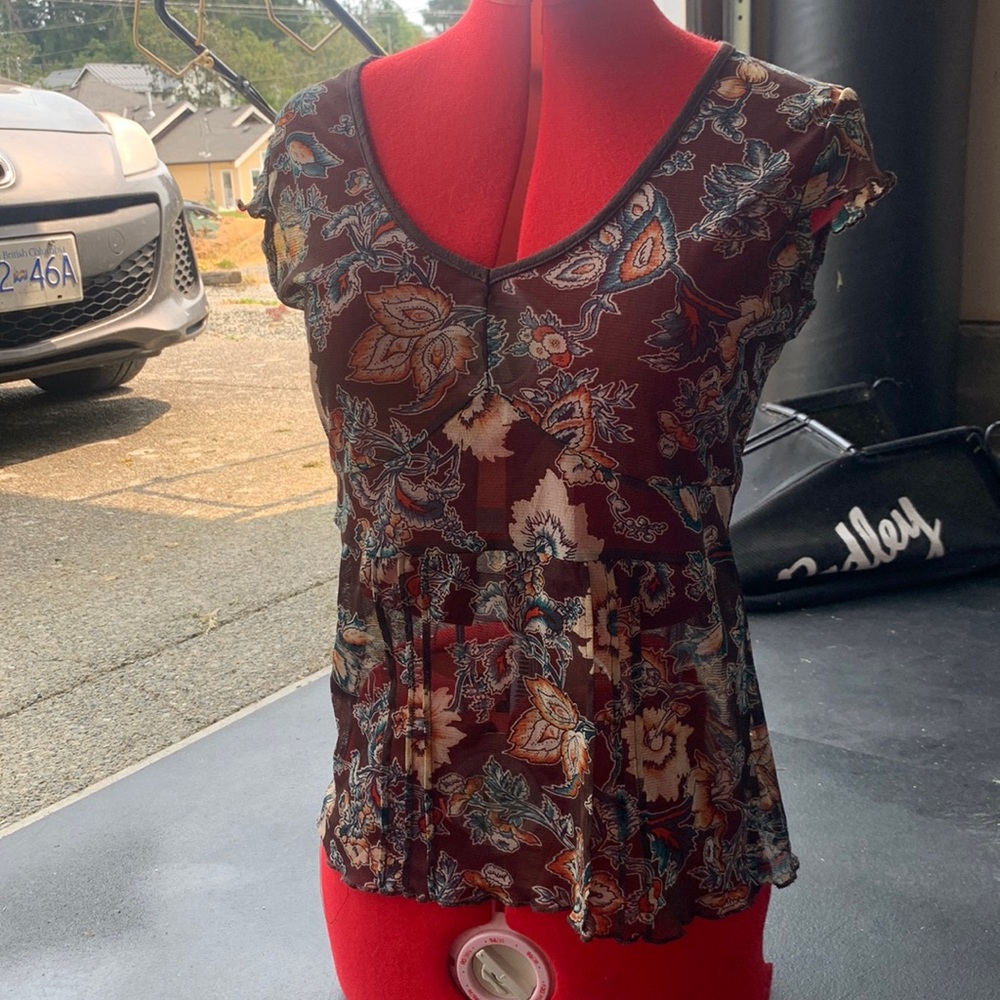 Vintage mesh short sleeve blouse